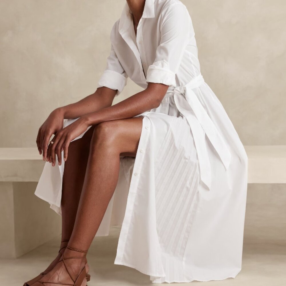 Banana Republic Pleated Midi Shirtdress ASO Meghan Markle